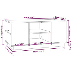 vidaXL Table basse Noir 90x49x40,5 cm Bois massif de pin pas cher