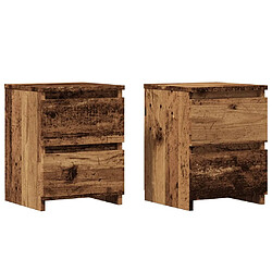 vidaXL Tables de chevet 2 pcs vieux bois 30x30x40 cm bois d'ingénierie