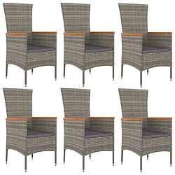 Acheter Maison Chic Mobilier à dîner 7 pcs de jardin avec coussins - Ensemble table et chaises d'extérieur - Salon/Mobilier de jardin classique gris rotin -MN34390