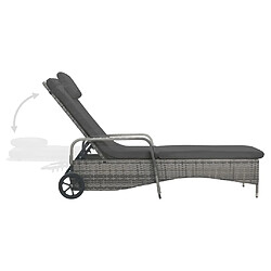 Maison Chic Transat - Chaise longue avec roues Résine tressée Anthracite pas cher