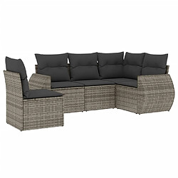 vidaXL Salon de jardin 5 pcs avec coussins gris résine tressée