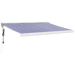 vidaXL Auvent rétractable bleu et blanc 3,5x2,5 m tissu et aluminium