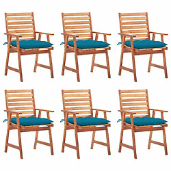 Maison Chic Lot de 6 Chaises à dîner de jardin avec coussins,Fauteuil/Chaises à manger d'extérieur Acacia massif -MN50831