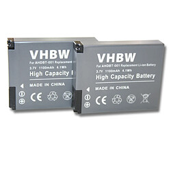 2 x batteries vhbw pour Gopro Hero 2 II Motorsports Edition, Gopro Hero 2 II Outdoor Edition, Gopro Hero 2 II Surf Edition et AHDBT-001, ABPAK-001.