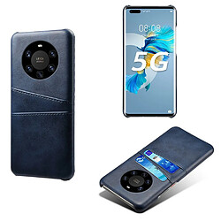 Coque en TPU + PU avec double porte-cartes bleu foncé pour votre Huawei Mate 40 Pro Plus