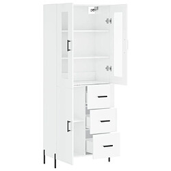 Avis vidaXL Buffet haut Blanc brillant 69,5x34x180 cm Bois d'ingénierie