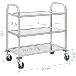 vidaXL Chariot de cuisine à 3 niveaux 95x45x83,5 cm Acier inoxydable pas cher