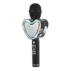 Universal Heart shape wireless bluetooth karaoke microphone,4 in 1 with led lights for ktv(Blue) pas cher