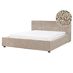 Beliani Lit double en bouclé 160 x 200 cm taupe MIRANDE