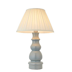 Endon Lampe de table avec base et abat-jour, vernis gris bleu, plaque de nickel satiné et tissu crème