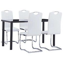 Maison Chic Table + chaises à manger| Ensemble de 5 salle à manger Similicuir Blanc -GKD39843