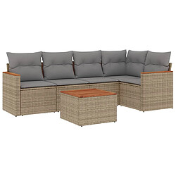 vidaXL Salon de jardin avec coussins 6 pcs beige résine tressée