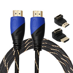 Wewoo Câble noir 1.8 m HDMI 1.4 Version 1080P tissé Net Ligne Bleu Tête HDMI Mâle à HDMI Audio Vidéo Connecteur Adaptateur avec 2 Bending HDMI Set