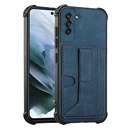 Coque en TPU + PU antichoc, avec béquille pliable, porte-cartes saphire pour votre Samsung Galaxy S21 FE 5G