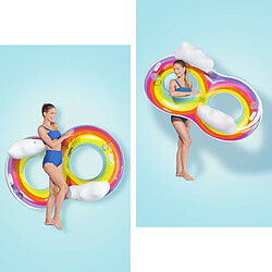 Avis Bouée Gonflable Double pour Plage ou Piscine Bestway Rainbow Dreams Swin Tube 172x102 cm avec 2 Porte-Verres Multicolore