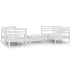 Maison Chic Ensemble de salle à manger de jardin 5 pcs,Table et chaises d'extérieur blanc bois de pin massif -GKD786025