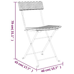 vidaXL Chaises de bistrot pliantes lot de 4 Résine tressée et acier pas cher