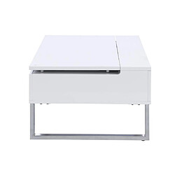 Acheter Vente-Unique Table basse avec plateau relevable - MDF et métal chromé - Blanc laqué - SECALI