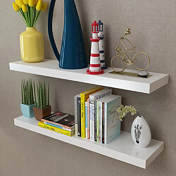 Maison Chic 2 Étagères murales,Étagère Rangement flottate MDF Blanc Rangement de livres/DVD -MN22121