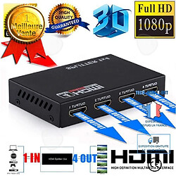 Avis CONFO® Letouch Convertisseur TV HDMI Splitter 4 ports séparateur 1080p 4K Distributeur 3D Full HD 1 in 4 out audio répartiteur noir