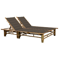 Maison Chic Chaise longue | Transat Bain de soleil pour 2 personnes avec coussins Bambou -GKD19771