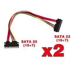 Kalea-Informatique Lot de 2 rallonge SATA 15+7 points Longueur 30cm Longueur 30cm