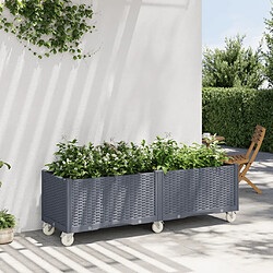 vidaXL Jardinière à roulettes bleu gris 160x50x54 cm PP