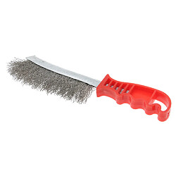 Brosse à main en acier robuste pour fil métallique pour nettoyage de peinture antirouille, rouge clair pas cher