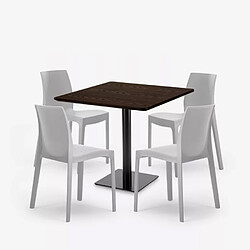 Avis Grand Soleil Ensemble 1 Table Horeca 90x90cm et 4 Chaises Empilables Restaurant Bar Cuisine Jasper - Gris