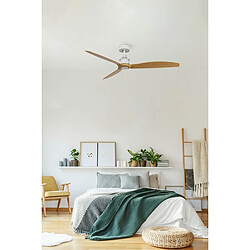 Acheter Faro Barcelona Ventilateur de plafond en bois blanc moyen, léger, avec moteur intelligent CC, 6 vitesses