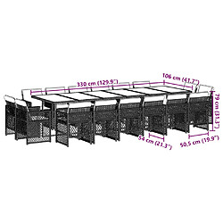 vidaXL Ensemble à manger de jardin et coussins 17 pcs gris clair rotin pas cher