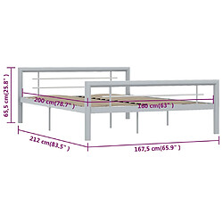 vidaXL Cadre de lit sans matelas gris et blanc métal 160x200 cm pas cher