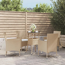 Maison Chic Ensemble de bistro 5 pcs coussins,Table + chaises + coussins de jardin beige poly rotin -GKD696640