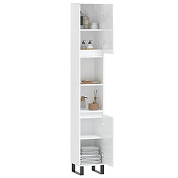 Avis Maison Chic Armoire de salle de bain,Meuble de rangement,Meuble haut blanc brillant 30x30x190 cm -GKD253414