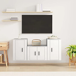 vidaXL Ensemble de meubles TV 3 pcs Blanc Bois d'ingénierie