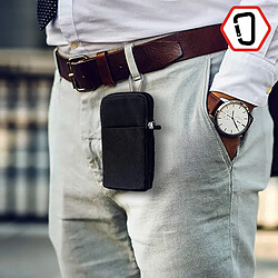 Avizar Etui Ceinture Smartphone Passant Ceinture Mousqueton Lanière 2 Poches noir pas cher