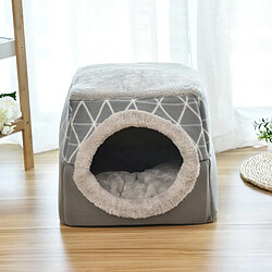 Avis 2 En 1 Lit Doux Pour Chat Pour Animaux De Compagnie Chenil Chiot Grotte Tapis De Nid Chaud Gris XL