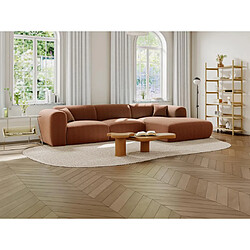 Vente-Unique Grand canapé d'angle droit en tissu texturé terracotta POGNI de Maison Céphy