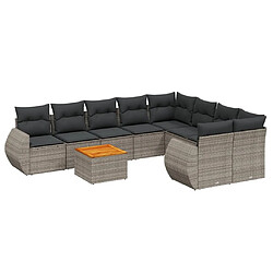 Maison Chic Ensemble Tables et chaises d'extérieur 9 pcs avec coussins,Salon de jardin gris résine tressée -GKD974202