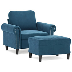 vidaXL Fauteuil avec repose-pied Bleu 60 cm Velours