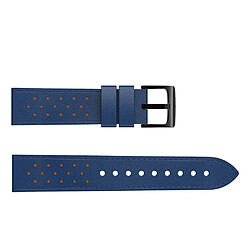 Bracelet en cuir véritable piqûre bleu pour votre Samsung Galaxy Watch3 45mm