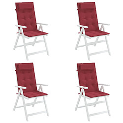 Avis vidaXL Coussins de chaise à dossier haut lot de 4 rouge bordeaux