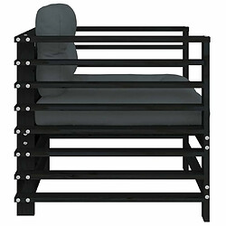 Maison Chic Lot de 2 Chaises de jardin,Fauteuil d'extérieur et coussins noir bois de pin massif -MN90642 pas cher