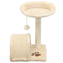 Helloshop26 Arbre à chat griffoir grattoir niche jouet animaux peluché en sisal 40 cm beige et marron 3702255