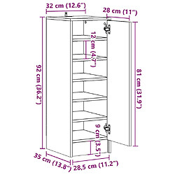 vidaXL Armoire à chaussures vieux bois 32x35x92 cm bois d'ingénierie pas cher