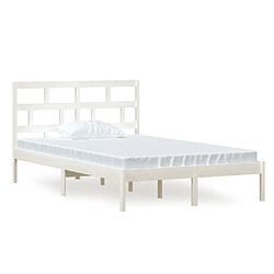 Maison Chic Lit adulte - Lit simple Cadre de lit,Structure du lit Contemporain Blanc Bois de pin massif 120x200 cm -MN63927