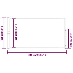 vidaXL Auvent latéral rétractable de patio 160x300 cm Rouge pas cher