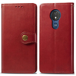 Wewoo Housse Coque Étui en cuir de protection pour téléphone portable avec boucle rétro de couleur unie lanière et cadre photofente carte et portefeuille et support Motorola Moto G7 Play rouge