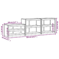 vidaXL Armoires de cuisine d'extérieur 3 pcs bois de pin massif pas cher