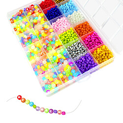 Avizar Kit DIY bijou Perles Translucides avec Lettres et Cœurs Nylon Boîte Solide